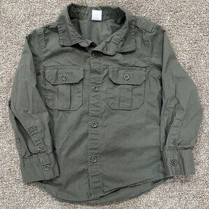 baby GAP long sleeve button-down shirt w/ chest pockets - Size 4T - Olive Green